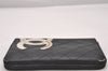 Authentic CHANEL Calf Skin Cambon Line Zippy Organizer Wallet Purse Black 2798I