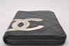 Authentic CHANEL Calf Skin Cambon Line Zippy Organizer Wallet Purse Black 2798I