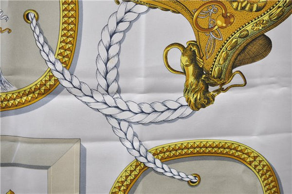 Authentic HERMES Carre 90 Scarf "GRAND APPARAT" Silk Brown 2799D