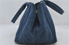 Authentic PRADA Canapa M Denim Tote Hand Bag Blue 2799E