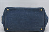 Authentic PRADA Canapa M Denim Tote Hand Bag Blue 2799E