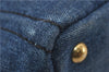 Authentic PRADA Canapa M Denim Tote Hand Bag Blue 2799E