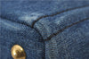 Authentic PRADA Canapa M Denim Tote Hand Bag Blue 2799E