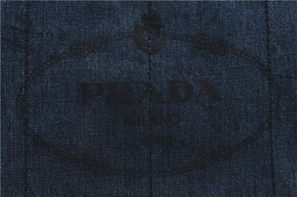 Authentic PRADA Canapa M Denim Tote Hand Bag Blue 2799E
