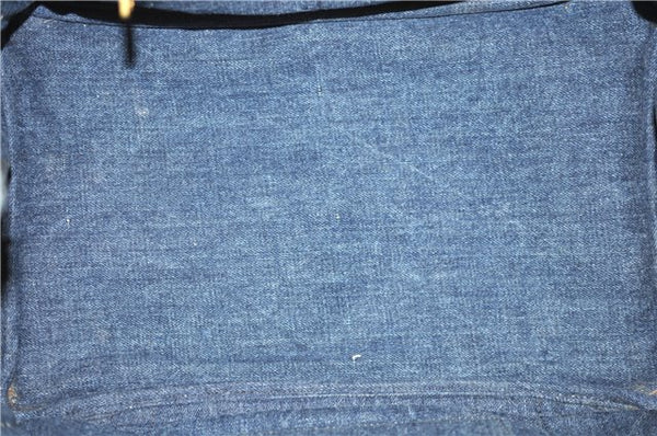 Authentic PRADA Canapa M Denim Tote Hand Bag Blue 2799E