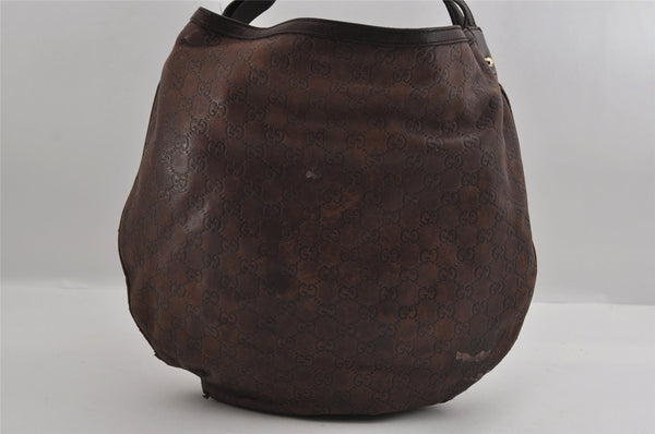 Authentic GUCCI Guccissima Horsebit GG Leather Shoulder Bag 170014 Brown 2799I