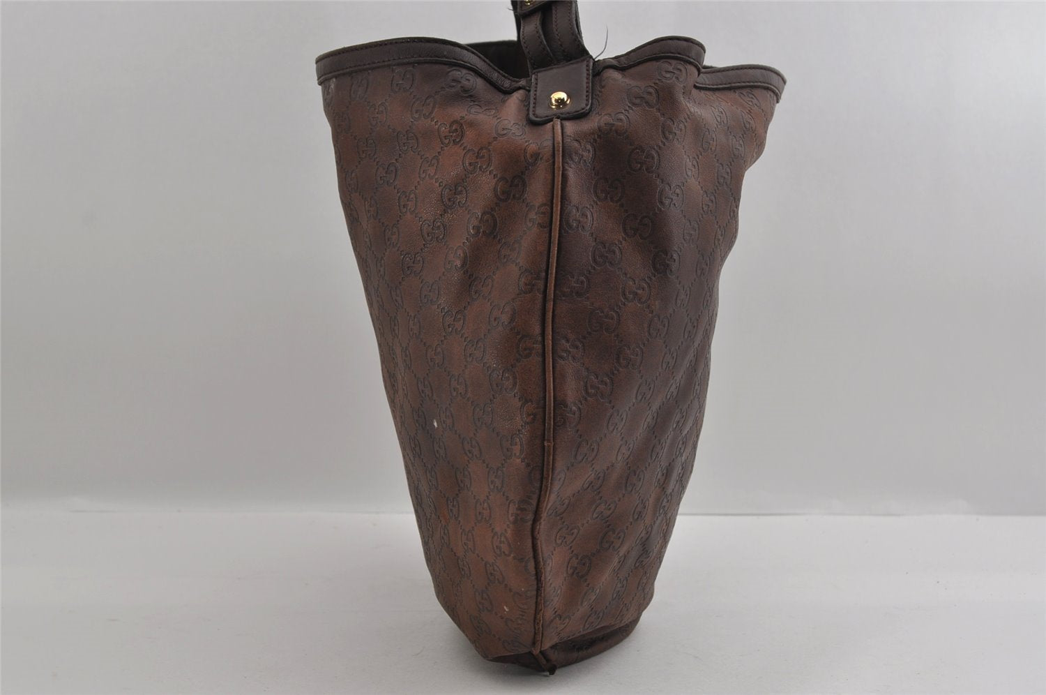 Authentic GUCCI Guccissima Horsebit GG Leather Shoulder Bag 170014 Brown 2799I