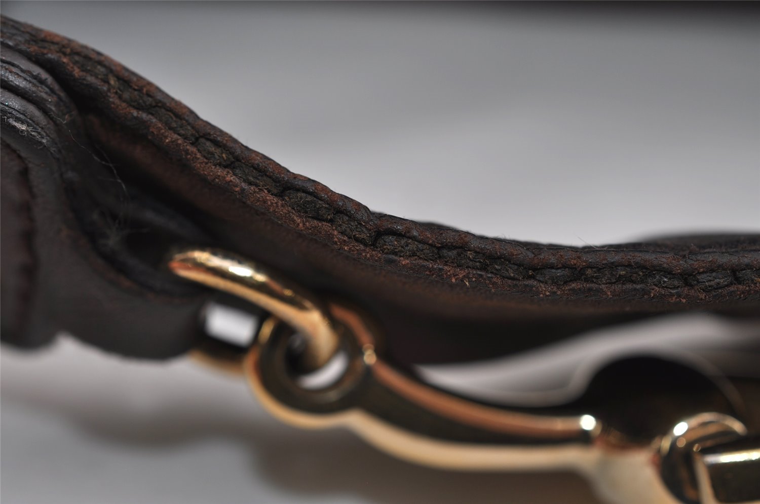 Authentic GUCCI Guccissima Horsebit GG Leather Shoulder Bag 170014 Brown 2799I