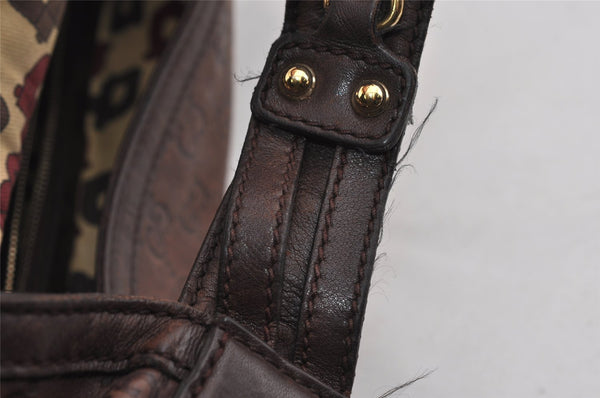 Authentic GUCCI Guccissima Horsebit GG Leather Shoulder Bag 170014 Brown 2799I