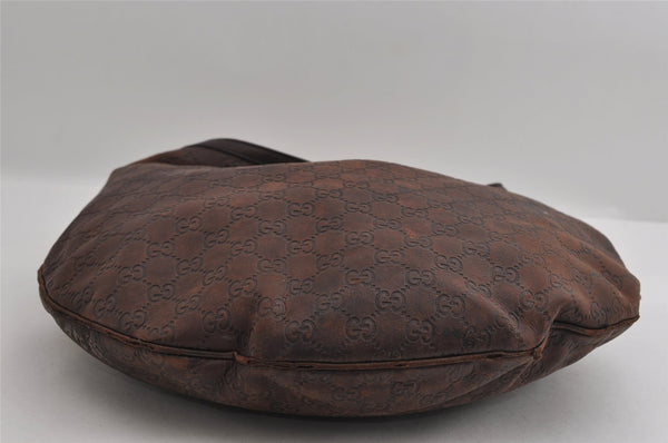 Authentic GUCCI Guccissima Horsebit GG Leather Shoulder Bag 170014 Brown 2799I