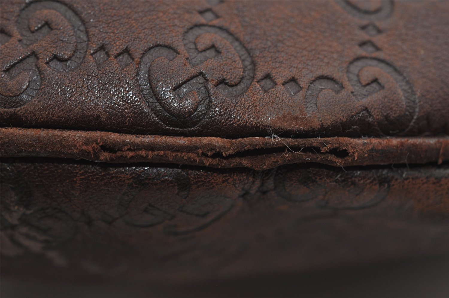 Authentic GUCCI Guccissima Horsebit GG Leather Shoulder Bag 170014 Brown 2799I