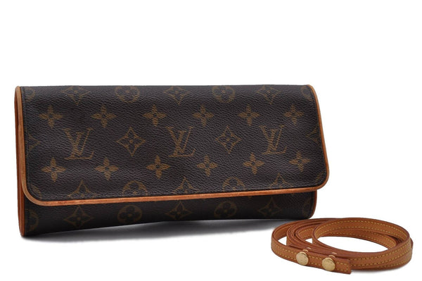 Authentic LOUIS VUITTON Monogram Pochette Twin GM Shoulder Pouch M51852 LV 2800C