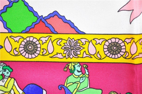 Authentic HERMES Carre 90 Scarf "fantaisies indiennes" Silk Pink 2800D