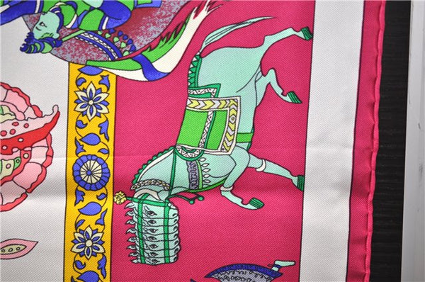 Authentic HERMES Carre 90 Scarf "fantaisies indiennes" Silk Pink 2800D