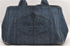 Authentic PRADA Canapa M Denim Tote Hand Bag B1877B Blue 2800E