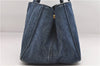 Authentic PRADA Canapa M Denim Tote Hand Bag B1877B Blue 2800E