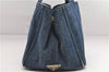 Authentic PRADA Canapa M Denim Tote Hand Bag B1877B Blue 2800E