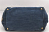 Authentic PRADA Canapa M Denim Tote Hand Bag B1877B Blue 2800E