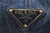 Authentic PRADA Canapa M Denim Tote Hand Bag B1877B Blue 2800E