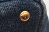 Authentic PRADA Canapa M Denim Tote Hand Bag B1877B Blue 2800E