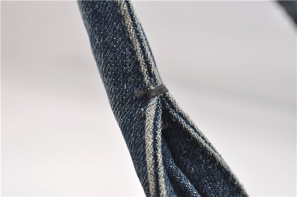 Authentic PRADA Canapa M Denim Tote Hand Bag B1877B Blue 2800E