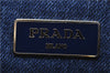 Authentic PRADA Canapa M Denim Tote Hand Bag B1877B Blue 2800E