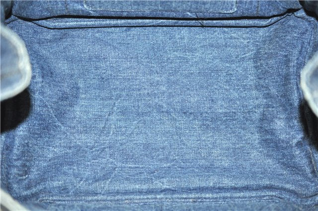 Authentic PRADA Canapa M Denim Tote Hand Bag B1877B Blue 2800E