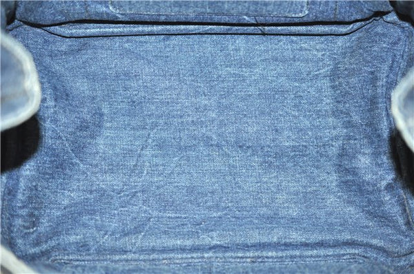 Authentic PRADA Canapa M Denim Tote Hand Bag B1877B Blue 2800E