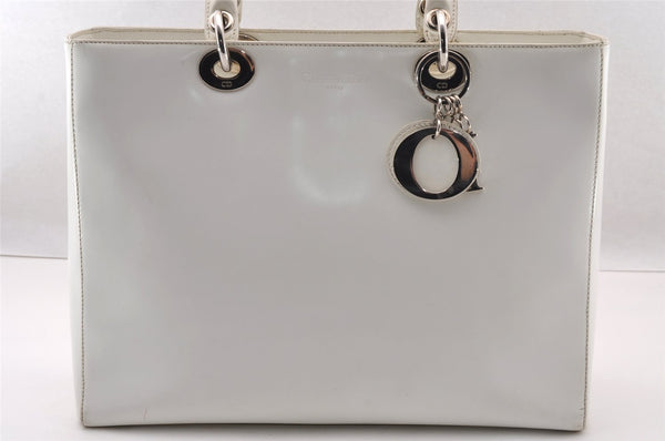 Authentic Christian Dior Diorissimo 2Way Hand Bag Leather White CD 2800I