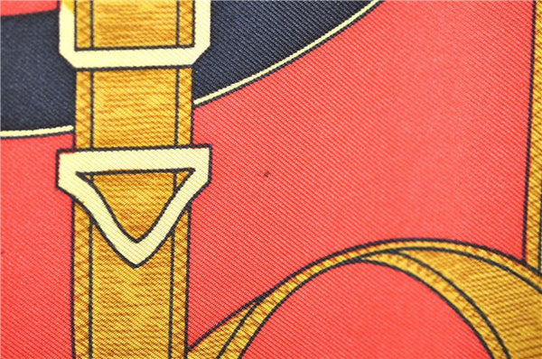 Authentic HERMES Carre 90 Scarf "Eperon d'Or" Silk Orange 2801D