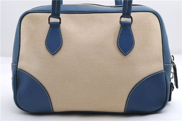 Authentic PRADA Canapa Grezza Canvas Leather Hand Bag BL0209 Ivory 2801E