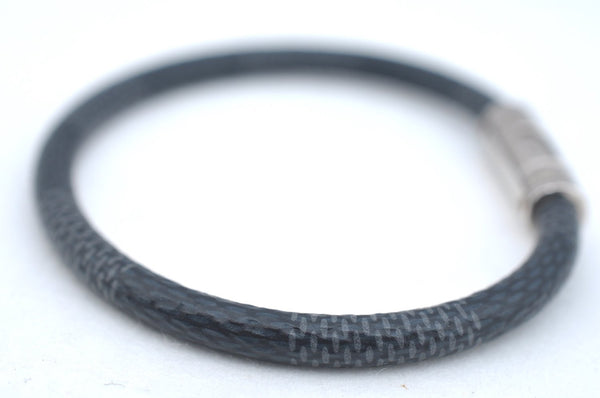 Authentic Louis Vuitton Damier Graphite Bracelet Keepit Black M6140E Junk 2802G