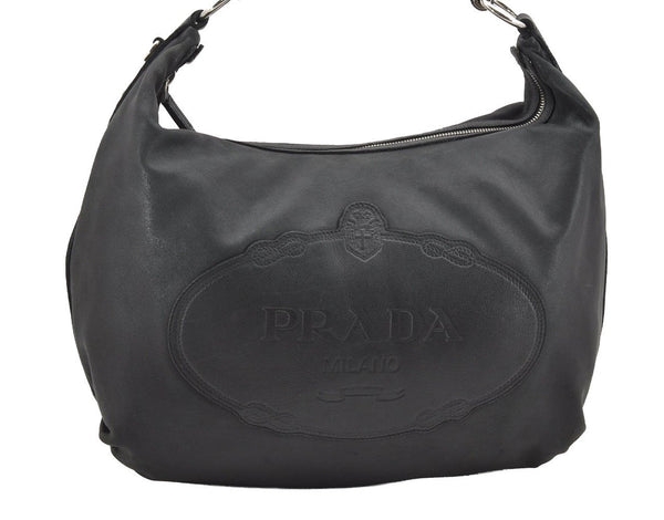 Authentic PRADA Vintage Leather Nappa Shoulder Hand Bag Black 2802I