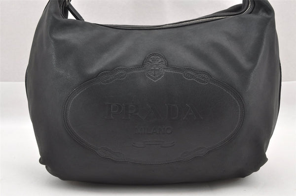 Authentic PRADA Vintage Leather Nappa Shoulder Hand Bag Black 2802I