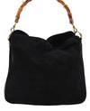 Authentic GUCCI Bamboo Shoulder Hand Bag Purse Suede Leather 0018638 Black 2804E