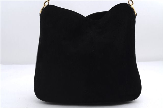 Authentic GUCCI Bamboo Shoulder Hand Bag Purse Suede Leather 0018638 Black 2804E