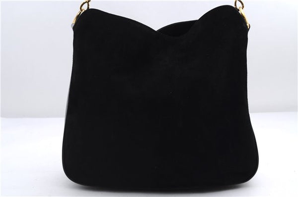 Authentic GUCCI Bamboo Shoulder Hand Bag Purse Suede Leather 0018638 Black 2804E