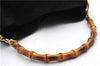 Authentic GUCCI Bamboo Shoulder Hand Bag Purse Suede Leather 0018638 Black 2804E