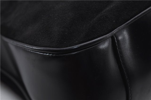 Authentic GUCCI Bamboo Shoulder Hand Bag Purse Suede Leather 0018638 Black 2804E