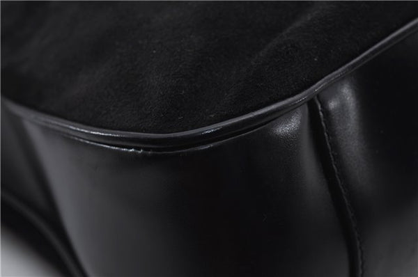 Authentic GUCCI Bamboo Shoulder Hand Bag Purse Suede Leather 0018638 Black 2804E