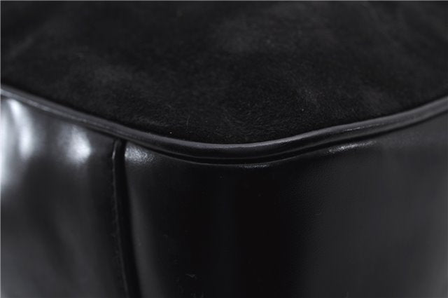 Authentic GUCCI Bamboo Shoulder Hand Bag Purse Suede Leather 0018638 Black 2804E