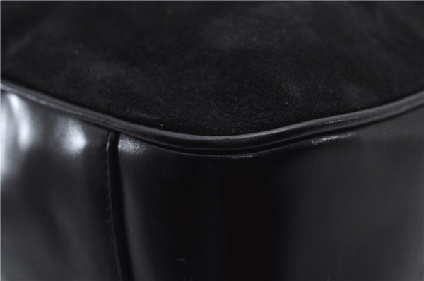 Authentic GUCCI Bamboo Shoulder Hand Bag Purse Suede Leather 0018638 Black 2804E