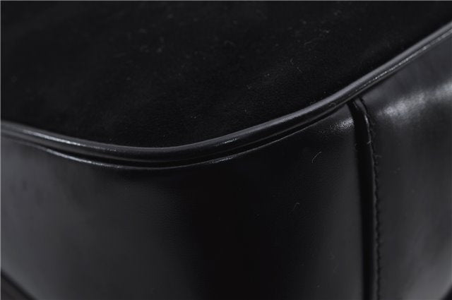 Authentic GUCCI Bamboo Shoulder Hand Bag Purse Suede Leather 0018638 Black 2804E