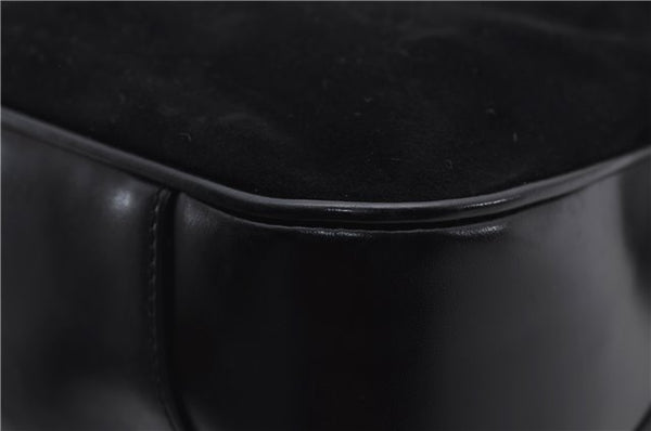 Authentic GUCCI Bamboo Shoulder Hand Bag Purse Suede Leather 0018638 Black 2804E