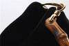 Authentic GUCCI Bamboo Shoulder Hand Bag Purse Suede Leather 0018638 Black 2804E