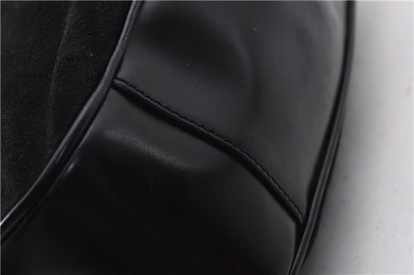 Authentic GUCCI Bamboo Shoulder Hand Bag Purse Suede Leather 0018638 Black 2804E