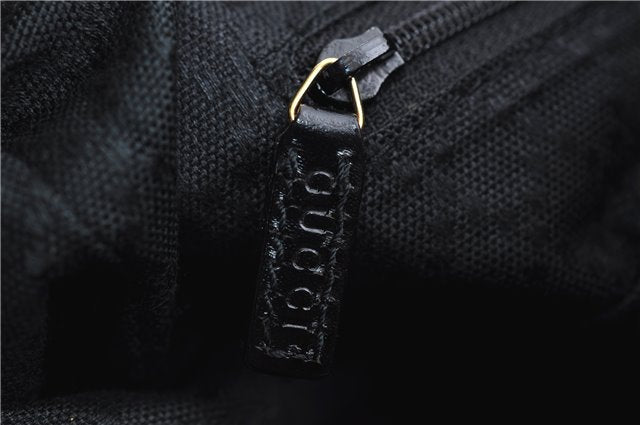 Authentic GUCCI Bamboo Shoulder Hand Bag Purse Suede Leather 0018638 Black 2804E