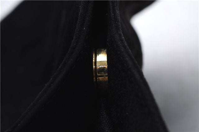 Authentic GUCCI Bamboo Shoulder Hand Bag Purse Suede Leather 0018638 Black 2804E