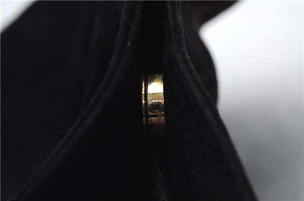 Authentic GUCCI Bamboo Shoulder Hand Bag Purse Suede Leather 0018638 Black 2804E