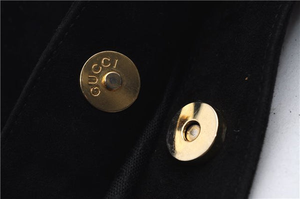 Authentic GUCCI Bamboo Shoulder Hand Bag Purse Suede Leather 0018638 Black 2804E